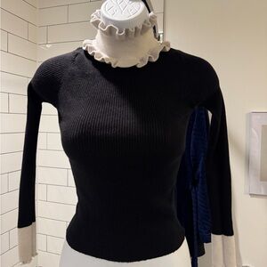 Black and Cream Ruffle Sweater